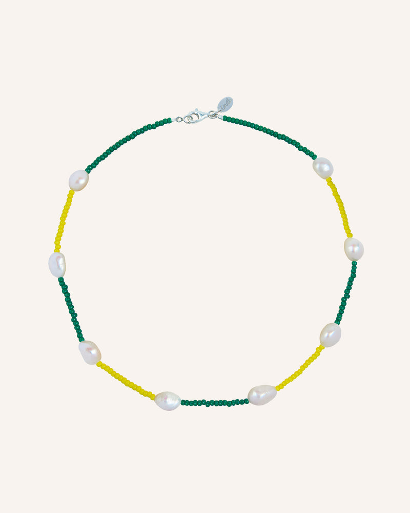 PATCHWORK SILVER GREEN/YELLOW NECKLACE